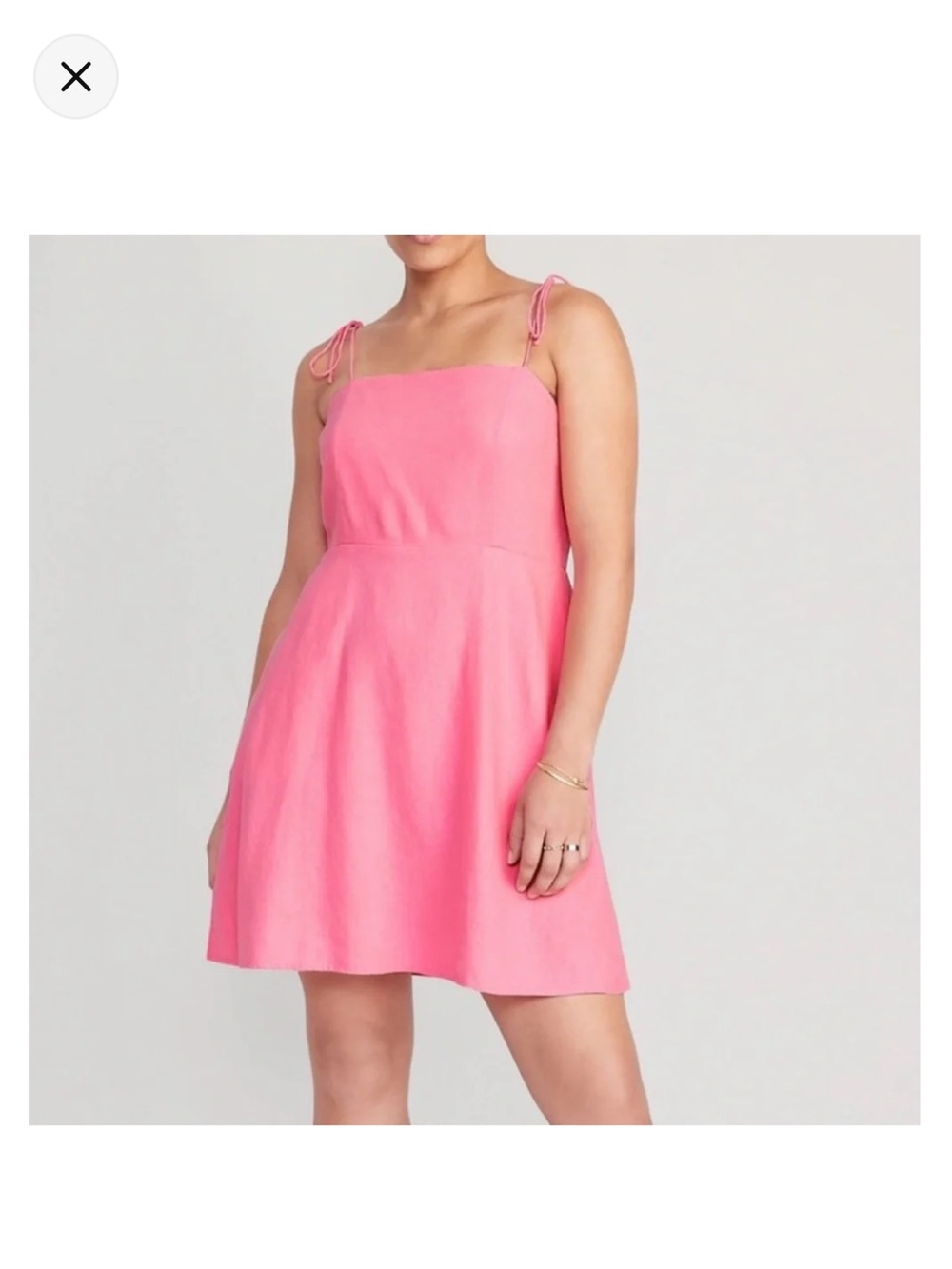 Fit & Flare Tie-Strap Linen-Blend Mini Dress